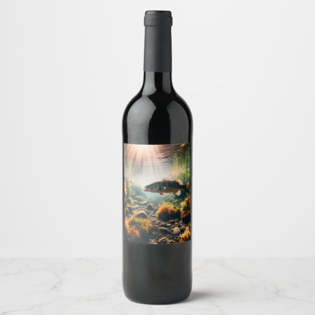 Underwater large mouth bass wine label (Front)