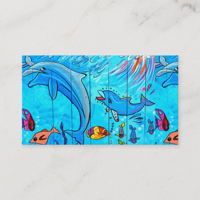 underwater laughing dolphins business card (Front)
