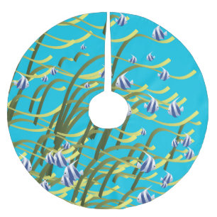 Underwater life brushed polyester tree skirt