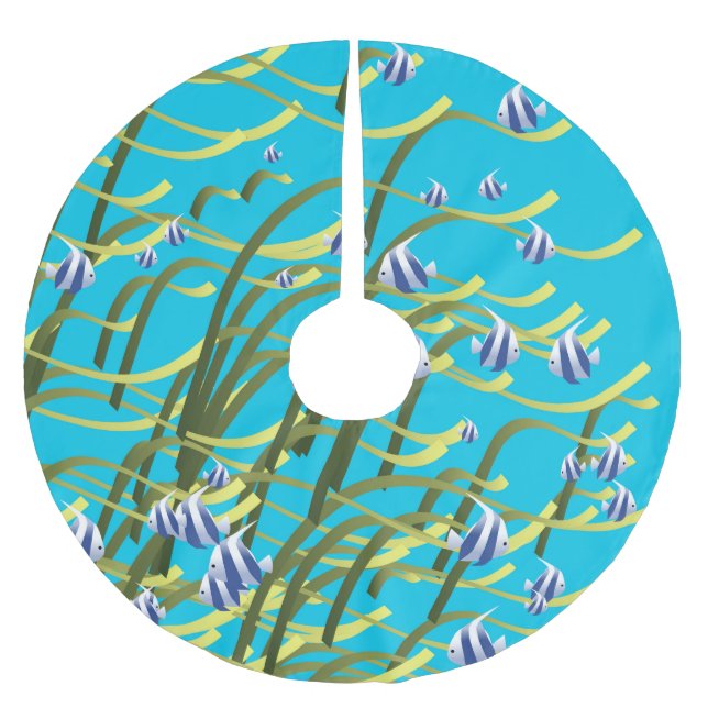 Underwater life brushed polyester tree skirt (Front)