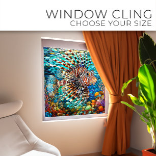 Underwater Lion fish Stained glass art Window Cling