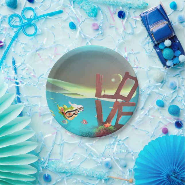 Underwater Love Paper Plate (Party)