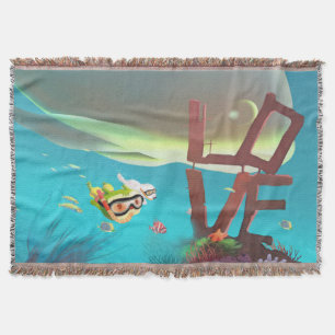 Underwater Love Throw Blanket
