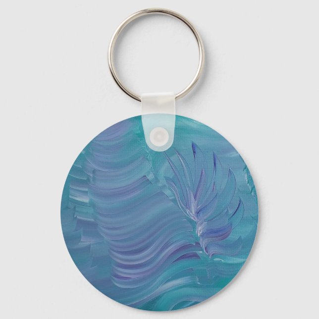 Underwater Magic Unique Colourful Abstract Art Key Ring (Front)