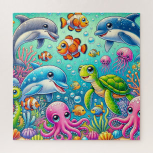 Underwater Marine Life Animals For Kids Jigsaw Puzzle