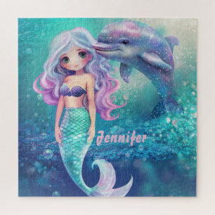 Underwater Mermaid and Dolphin  Jigsaw Puzzle