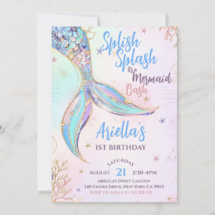 underwater mermaid birthday invitation
