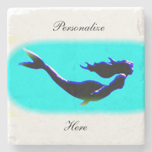 underwater mermaid swimming stone coaster