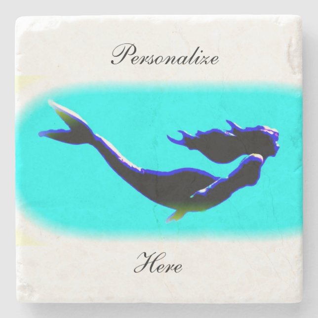 underwater mermaid swimming stone coaster (Front)