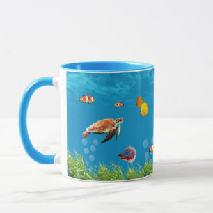 Underwater Mermaid Treasure Hunt Fantasy Blue Mug