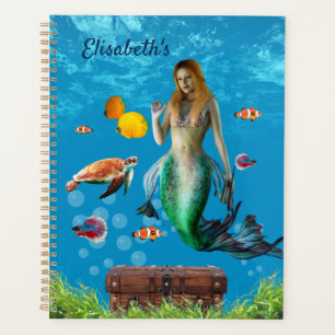 Underwater Mermaid Treasure Hunt Fantasy Blue Planner