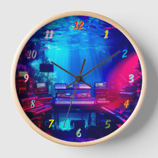 Underwater Music Studio Notebook Clock