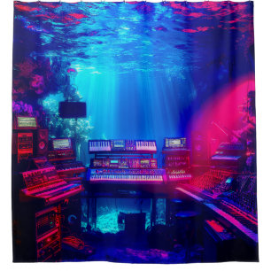 Underwater Music Studio Shower Curtain