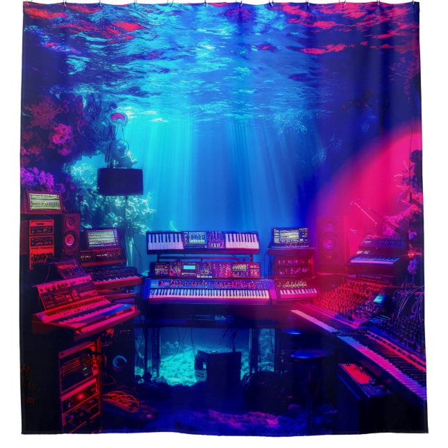Underwater Music Studio Shower Curtain (Front)