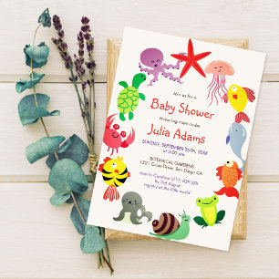 Underwater Nautical Sea Marine Animals Baby Shower Invitation