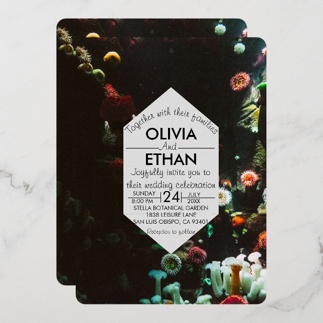 underwater navy reefs Wedding Foil Invitation (Front/Back)