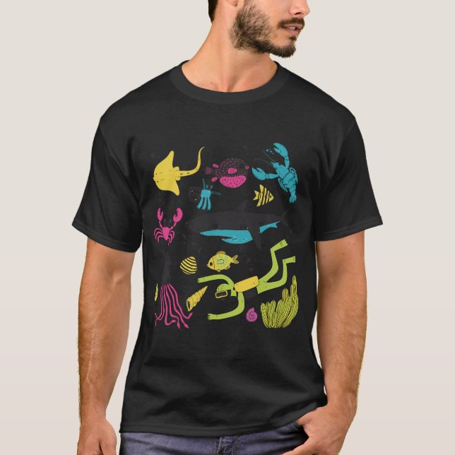 Underwater Ocean Adventure Cartoon Pattern shirt (Front)