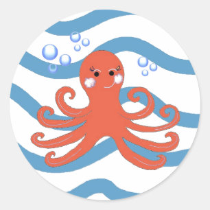 Underwater Octopus Classic Round Sticker