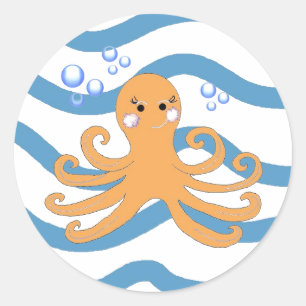 Underwater Octopus Classic Round Sticker