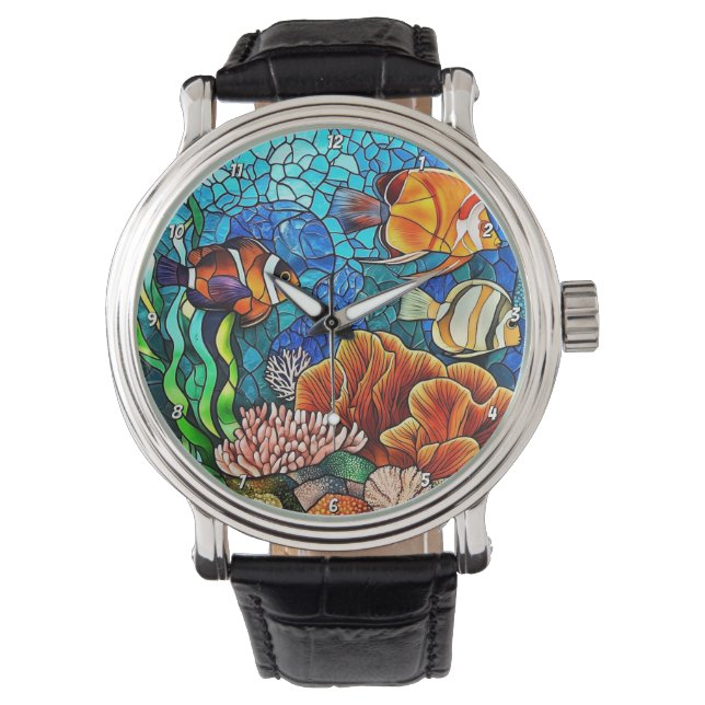 Underwater Paradise Tropical Fish Coral Reef Wall  Watch (Front)