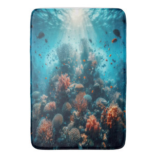 Underwater Paradise Vibrant Coral Reef & Sea Life Bath Mat