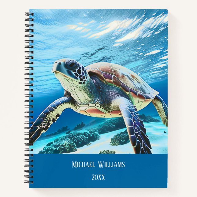 Underwater Photo Of A Turtle Notebook (Front)