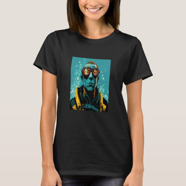 Underwater Photographer Pop Style Scuba Diver Dad  T-Shirt (Front)
