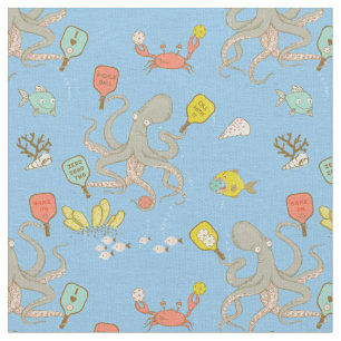 Underwater Pickleball blue Fabric