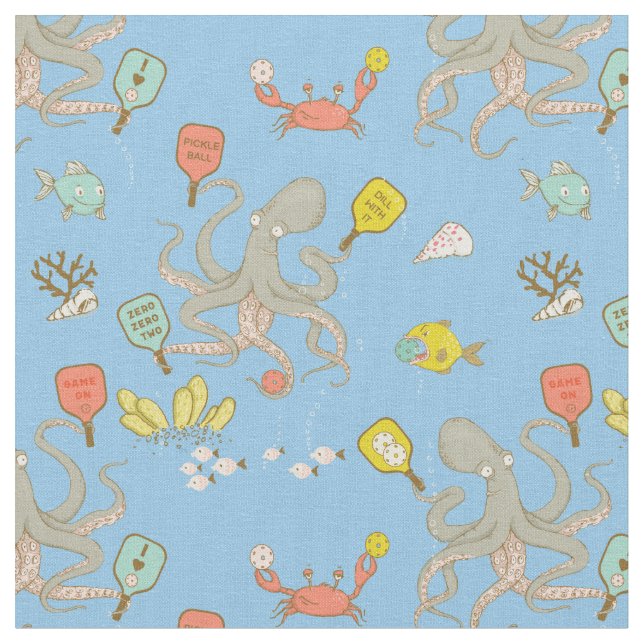 Underwater Pickleball blue Fabric (Close Up)