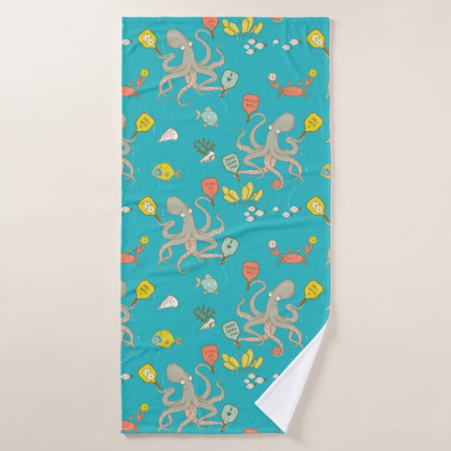 Underwater Pickleball turquoise Bath Towel (Bath Towel)