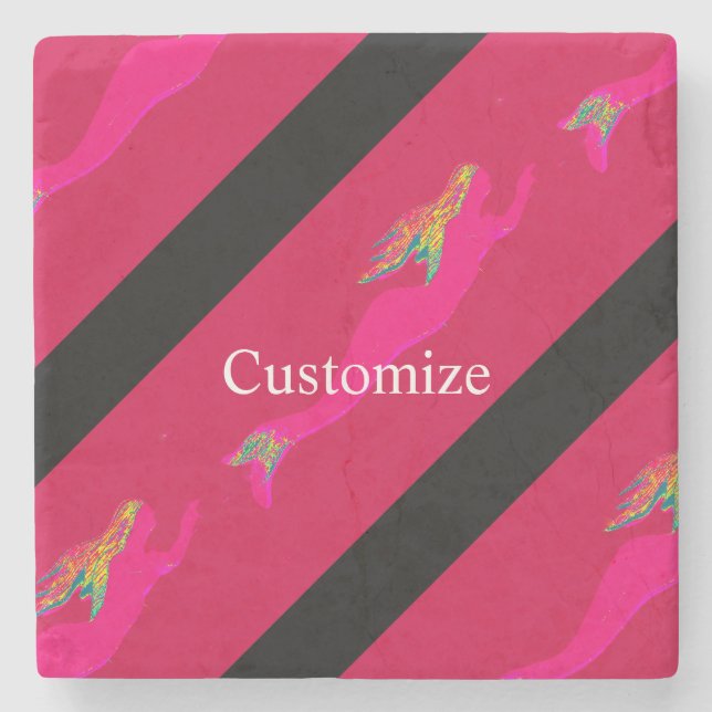 underwater pink mermaids stone coaster (Front)
