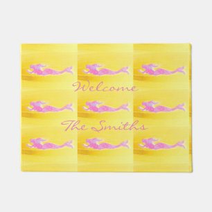 underwater pink mermaids swimming doormat