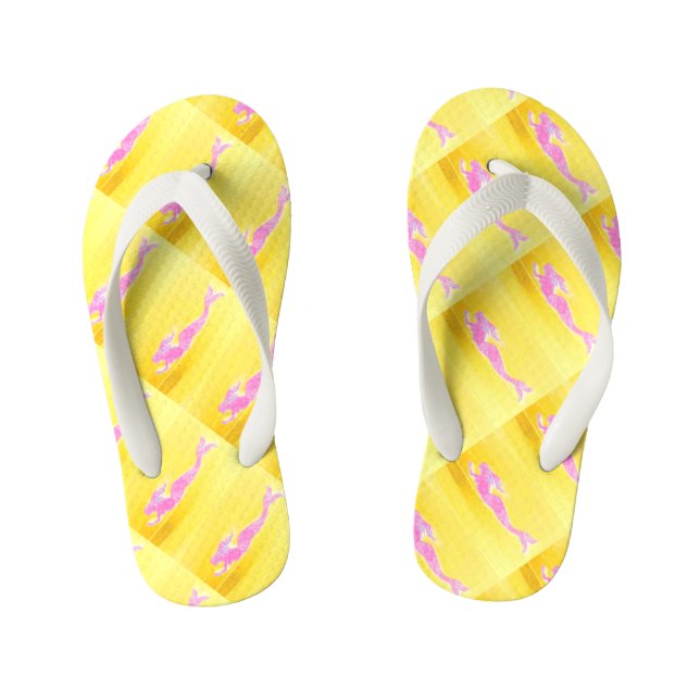 underwater pink mermaids swimming kid's flip flops (Footbed)