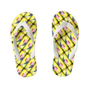 underwater pink mosaic mermaids swimming kid's flip flops