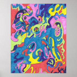 "Underwater Playground" 16x20 Abstract Art Poster