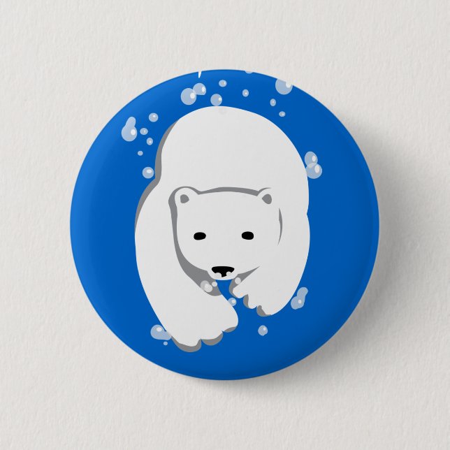 Underwater Polar Bear 6 Cm Round Badge (Front)