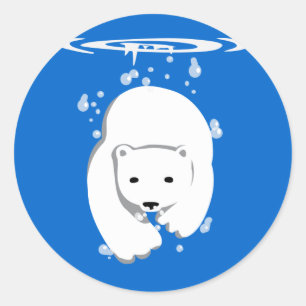 Underwater Polar Bear Classic Round Sticker