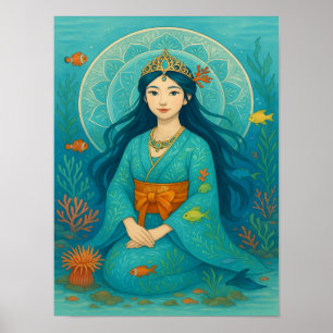 Underwater Princess in Kimono Poster