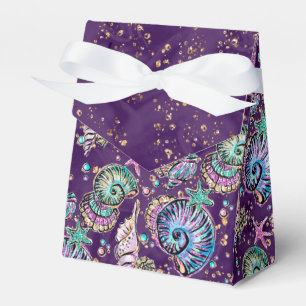 Underwater Purple Luxe Dark Pastel Gold Sea Life Favour Box