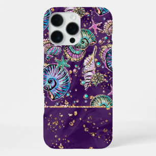 Underwater Purple Luxe   Dark Pastel Gold Sea Life iPhone 16 Pro Max Case