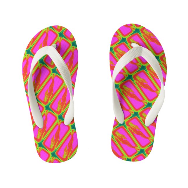 underwater red mermaids swimming kid's flip flops (Footbed)
