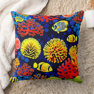 Underwater Reef Life Bright Design Cushion