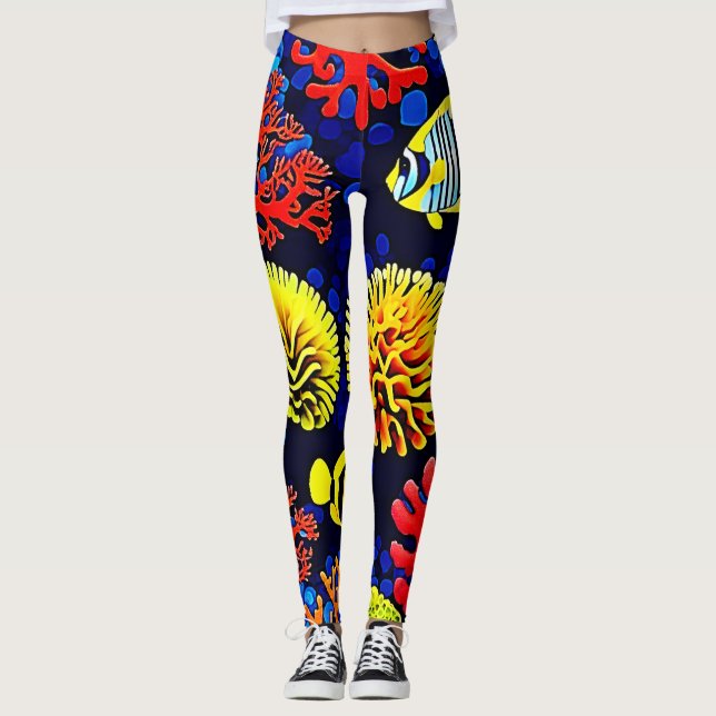 Underwater Reef Life Bright Design Leggings (Front)