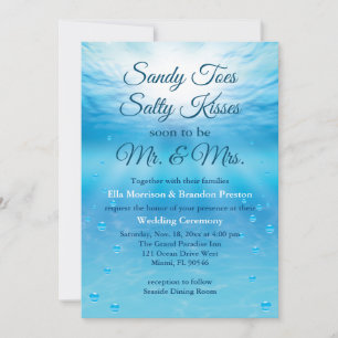 Underwater Sandy Toes Salty Kisses Beach Wedding Invitation