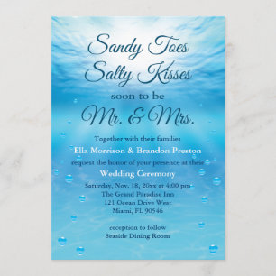 Underwater Sandy Toes Salty Kisses Beach Wedding Invitation