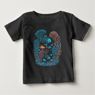 Underwater scene colourful fish and coral reef baby T-Shirt