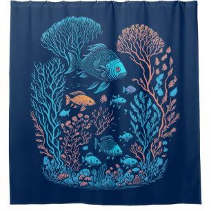 Underwater scenery  colourful fishes and coral ree shower curtain