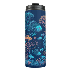 Underwater scenery colourful fishes and coral ree thermal tumbler