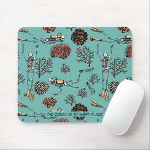 Underwater Scuba Diver The Ocean is my Happy Place Mouse Mat