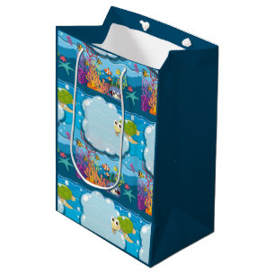 Underwater Sea Animals Sea Turtle Fish Sea Weed  Medium Gift Bag